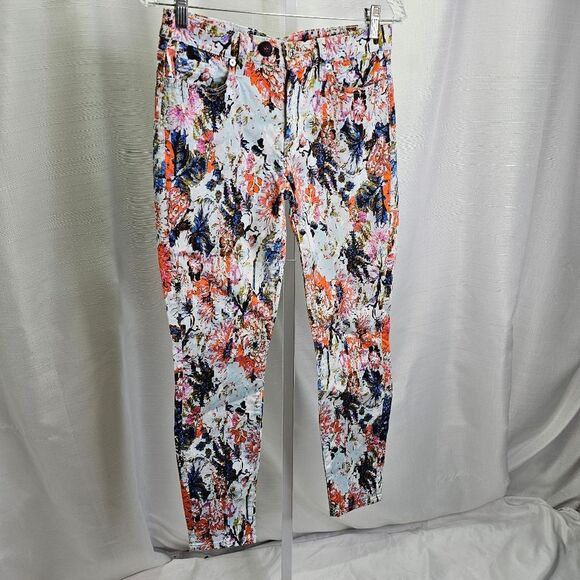 7 For All Mankind The Ankle Skinny Jeans in Floral Haze Size 28 - Picture 3 of 12